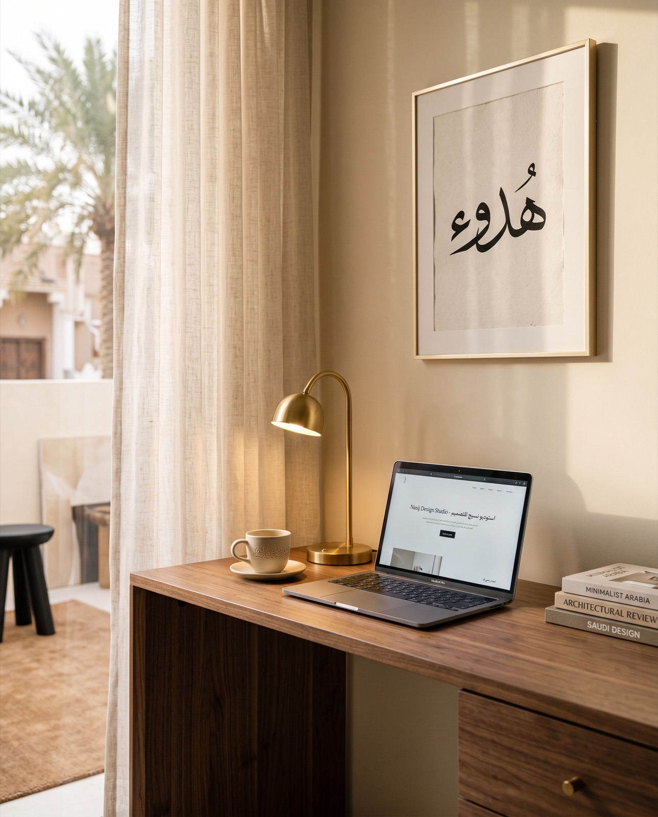 مساحة عمل تصميم فاخرة وهادئة